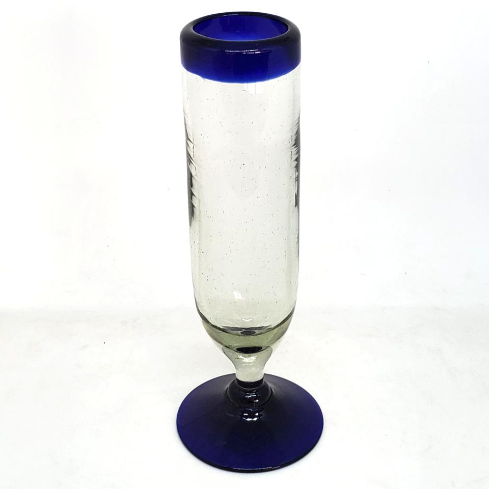 Sale Items / Cobalt Blue Rim 6 oz Champagne Flutes (set of 6) / Beautifully crafted champagne flutes for important celebrations!, enjoy toasting with your favorite champagne or sparkling wine in stylish fashion!